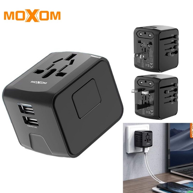 Moxom MultiNation Travel Adapter with USB Charger