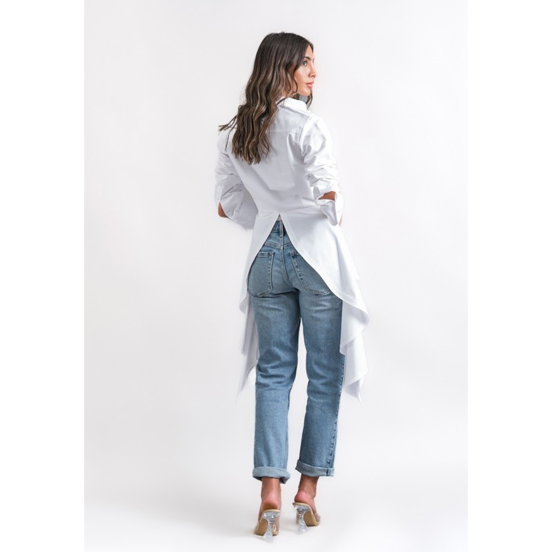 White Wave Hem Shirt