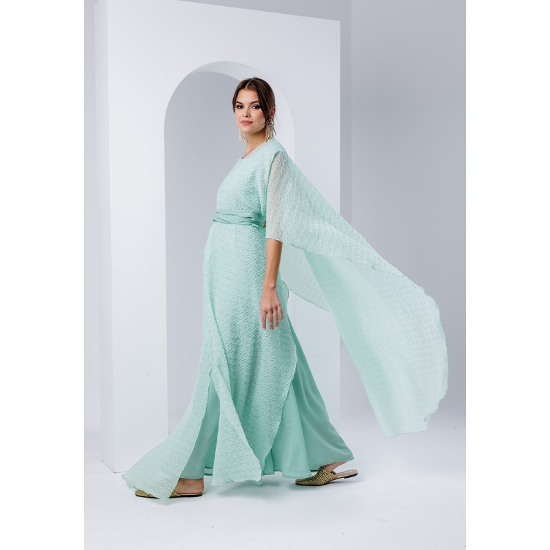 Mint Khadi Tencel Kaftan Set