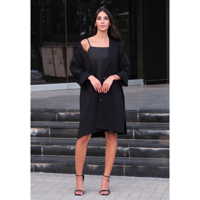 Long Sleeve Black Cocktail Dress With Jacket Bodycon Dress Black