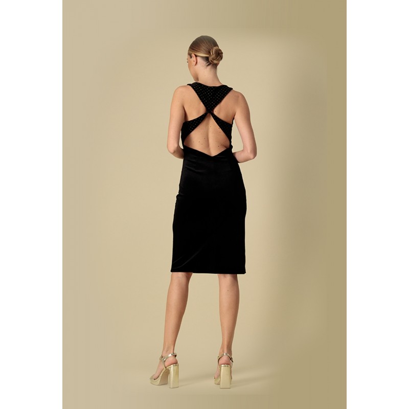 black dress gold studs Handcrafted Fringe Sequin Halter Gown Black GOLD / 5XL main image 1