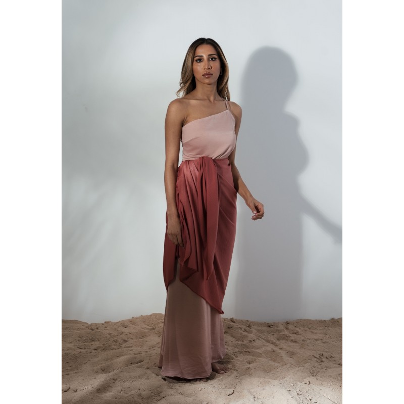 Red Jade Summer Dress with Sarong Wrap