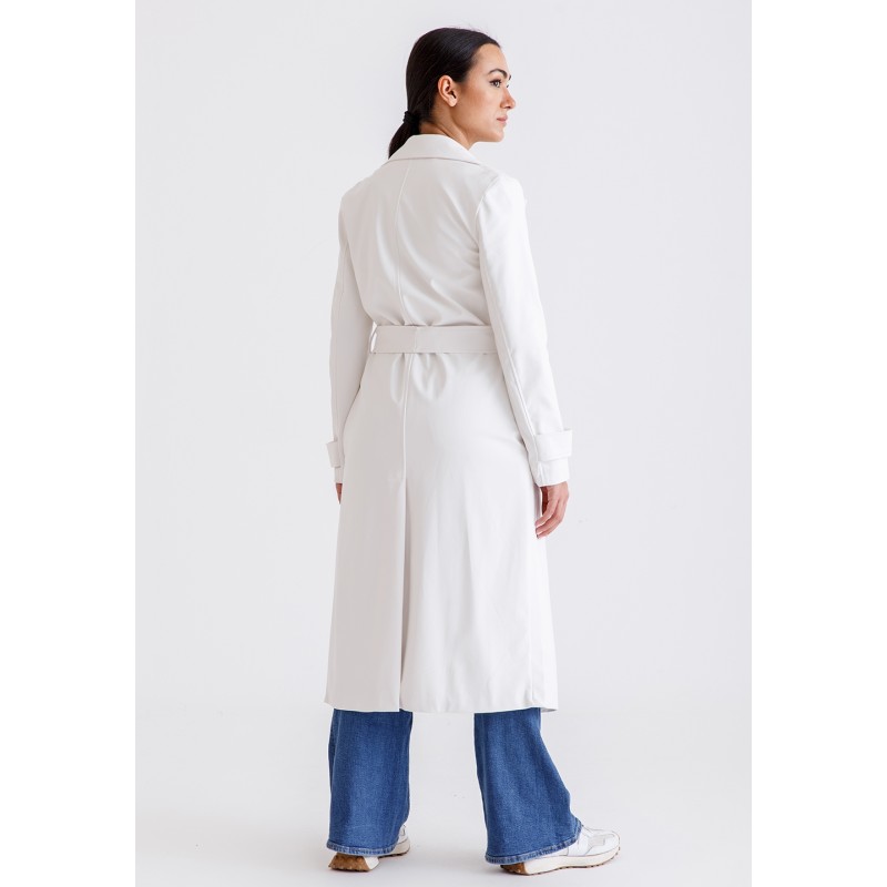 White Leather Trench Coat