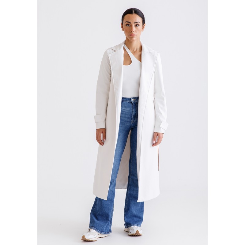 White Leather Trench Coat