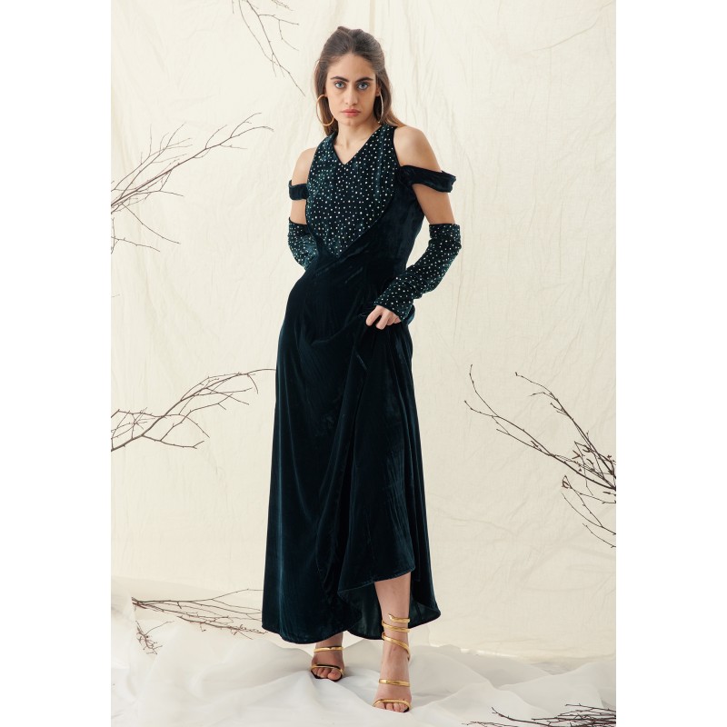 Amal Green Velvet Dress