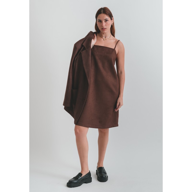 brown suede blazer dress Suellen Fitted Suede Blazer – secondfemale.com main image 0