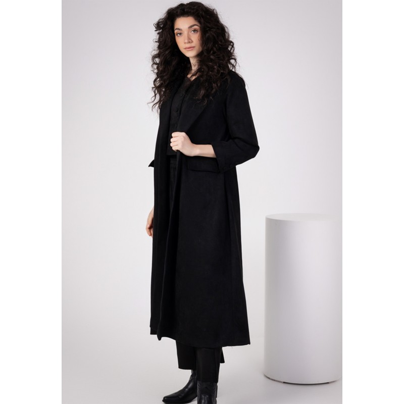 Long Blazer with Painted Detail - Black main image 1