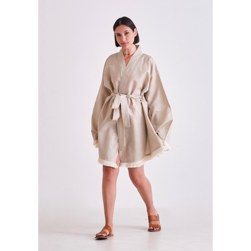 Beige Coverup Tasseled Robe