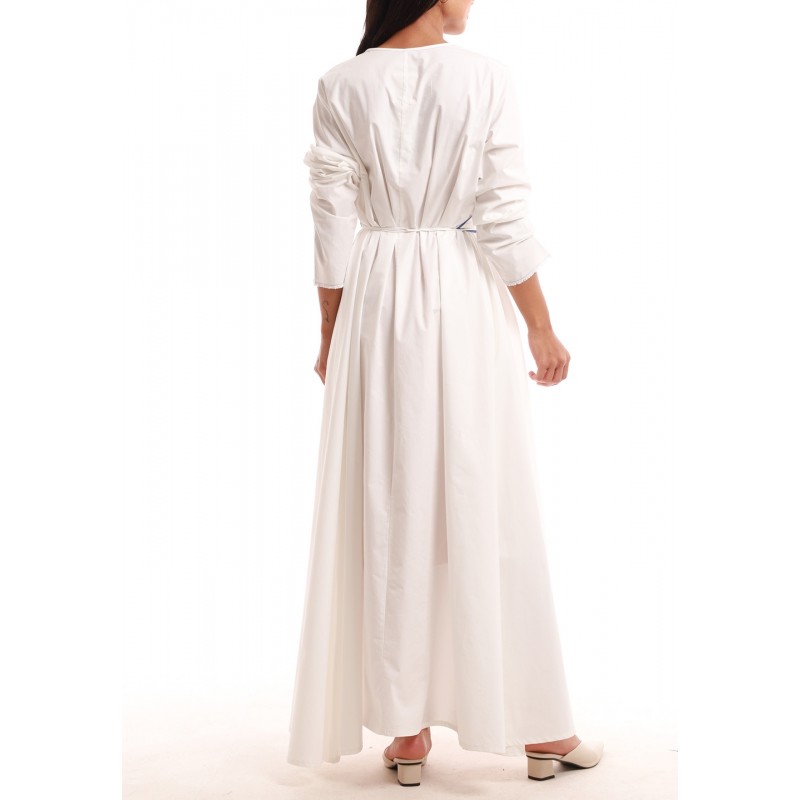 White Embroidered Wrap Dress