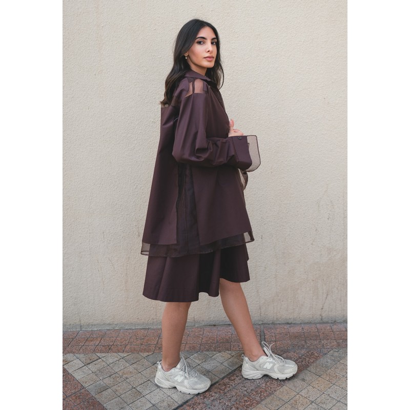organza brown dress Leon Silk Organza Mocca Dress 4 main image 0