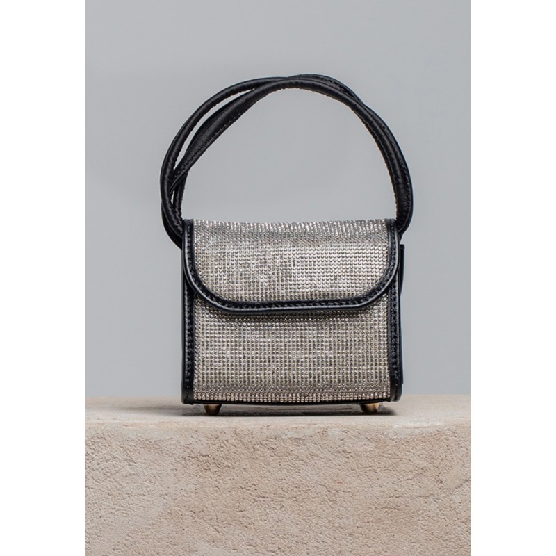 Mini Loop Bag In Black With Diamonds