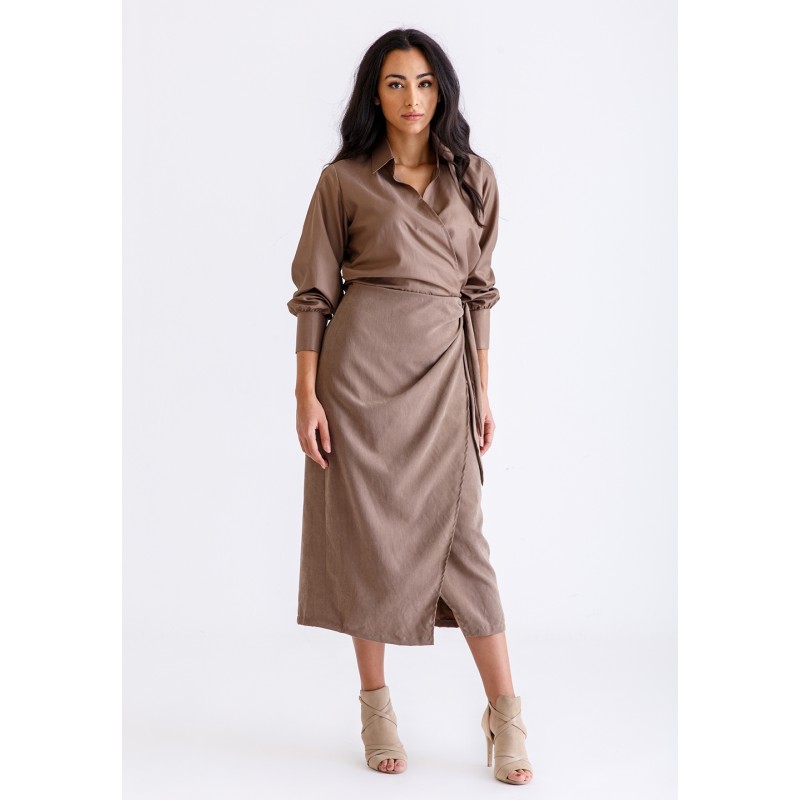 Light Brown Wrap Dress