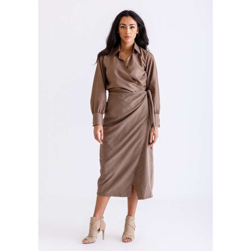 Light Brown Wrap Dress