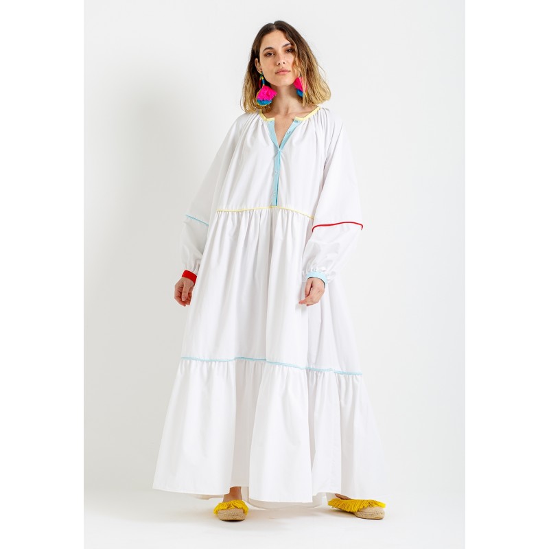 Rainbow White Dress
