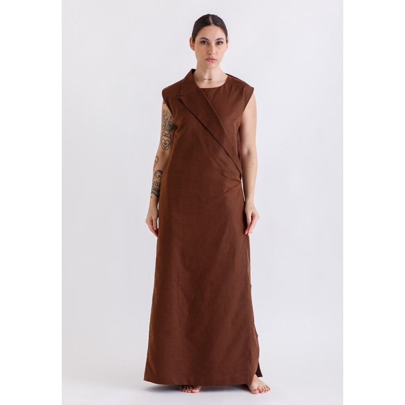 Brown Sleeveless Blazer Dress - Main Image