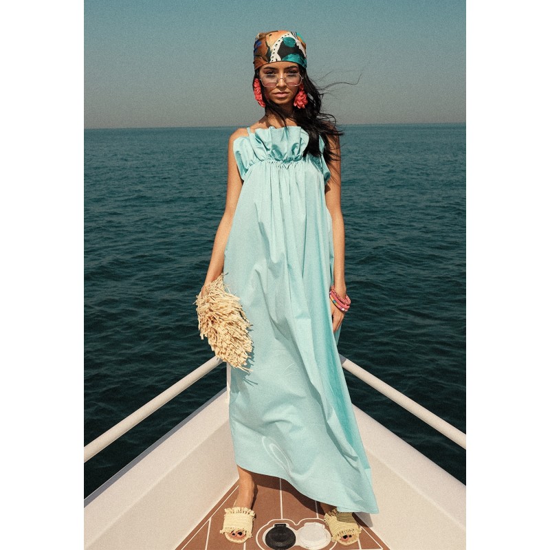 aquatic dresses Beaded Aqua Blue Wedding Dresses Mermaid Overskirt Prom Dress with Sli Viniodress