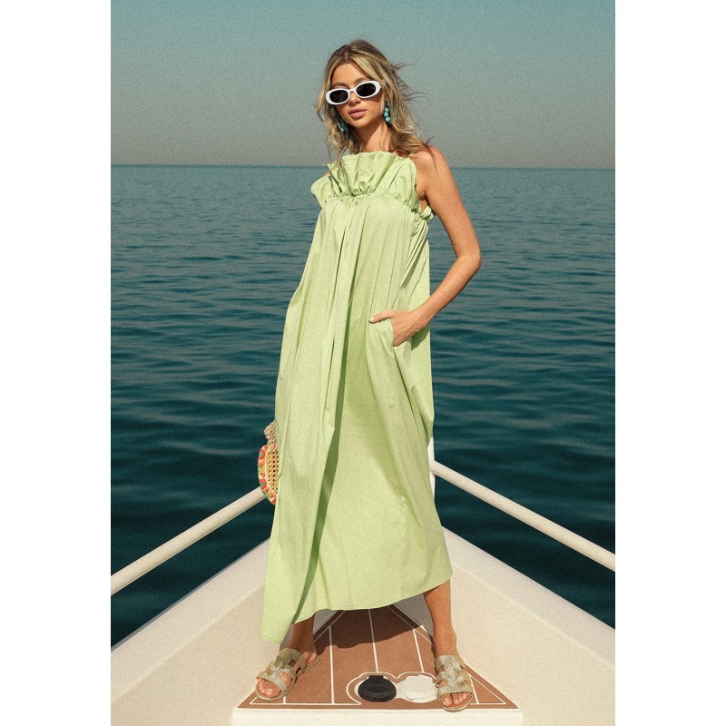 green emerald velvet dress Lettuce Hem Pleated Silk Gown  MARMAR HALIM FASHION DESIGN LLC