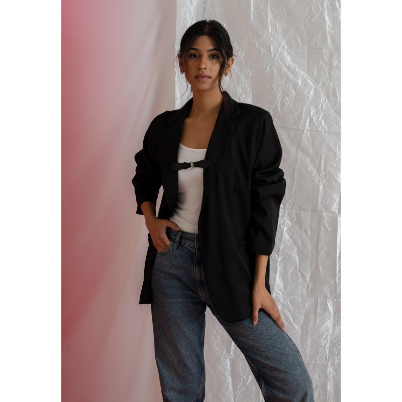 Black Belted Blazer Clothing