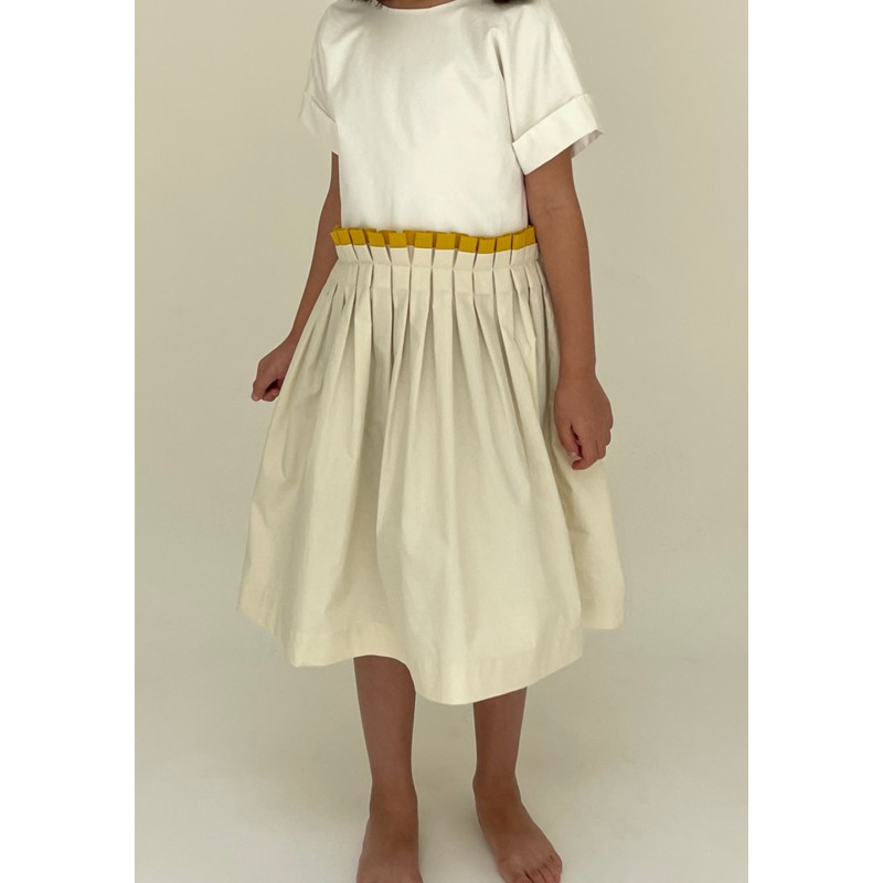 White & Beige Pleats Please Dress