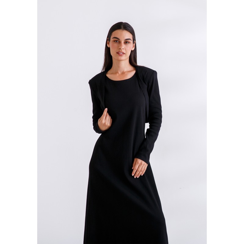 Black Slip Dress With Mini Jacket Black Slip Dress With Mini Jacket