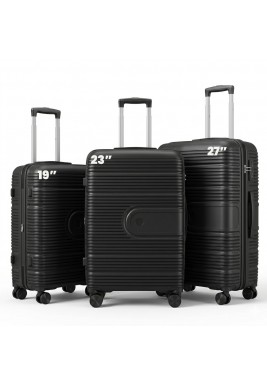 TRAVELLING TROLLEY BAGS SET OF 3PCS PP(19,23,27)-BLACK