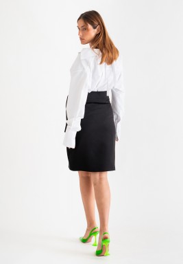 Black Tied Waist Suit Skirt