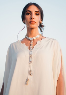 Pearla Necklace - Off White & Bronze 