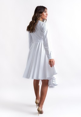 White Asymmetric Poplin Dress