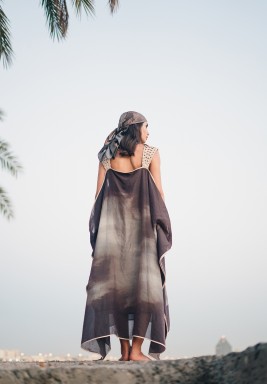 Dakota Dress - Bisque & Charcoal