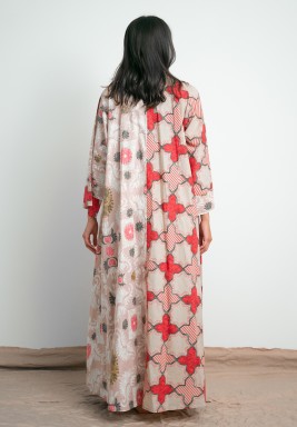 Printed Elastic Waist Dress & Bisht Set