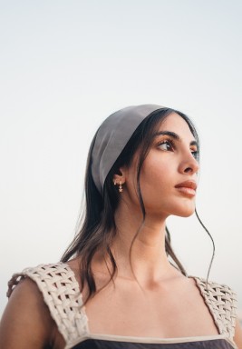 Scarf & Band - Bisque & Charcoal 