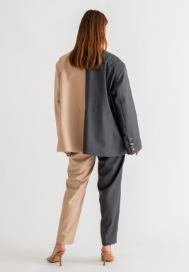 Grey & Beige Half and Half Blazer