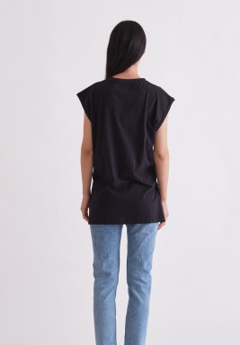Black Embroidered Oversized T-shirt