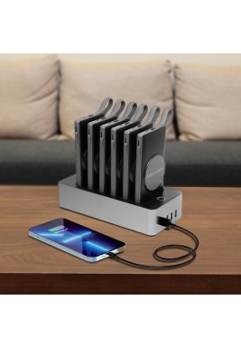 Powerey Wireless 6 in 1 Charging Station (6 x 10,000 mAh) with Built-in Cables