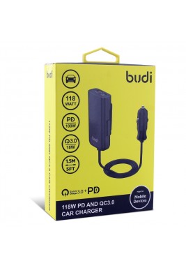 Budi 2-Port 100W+18W (Pd+Qc) Car Charge