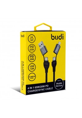 Budi 4 in 1 65W/20W PD Charging & Sync Cable 1 m