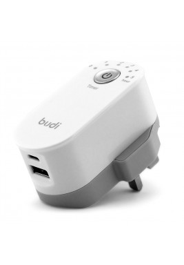 Budi 2-Port 20W (PD+QC) Charger with Timer and UK/EU Plug - White 