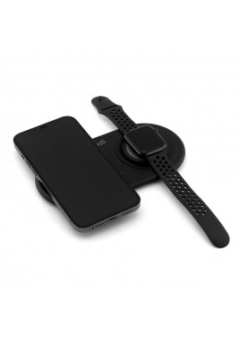 Budi 15W Wireless Charger with 2 Outputs - Black 
