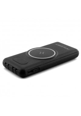 Powerey 10000 mAh Power Bank with Built-in Cables and PD Wireless Charging - Black