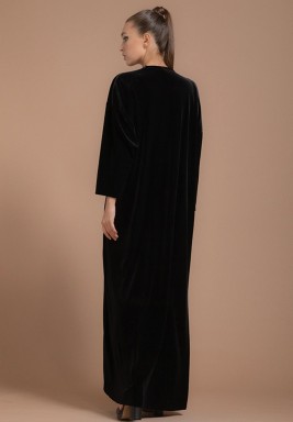 Mariposa Velvet Abaya with Gatthered Semi Bow Closing 