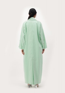 Green Linen Abaya 