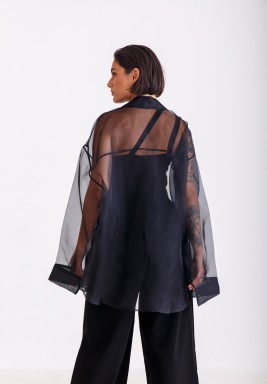 Organza Oversized Black Shirt