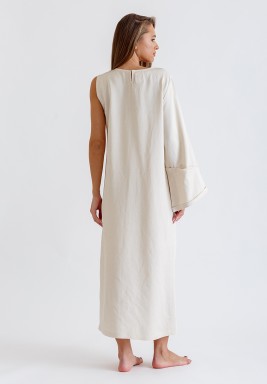 Cream One Sleeve Dress