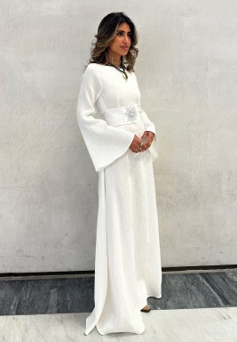 White Sparkle Dress with Belt