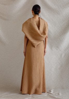 Beige Sleeveless Snood Set 