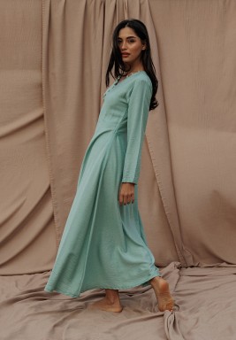 Pastel Green Belted Buttoned Kaftan 