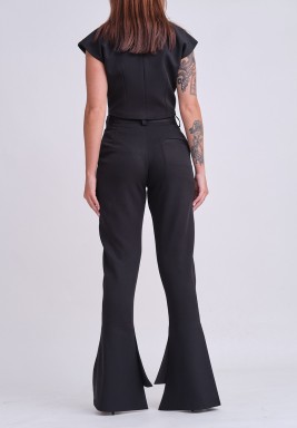 Black Split Flare Pants