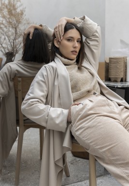 Beige High-Low Jacket