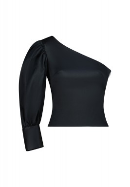 Mikado Off-Shoulder Top with Featuring Puff Sleeve