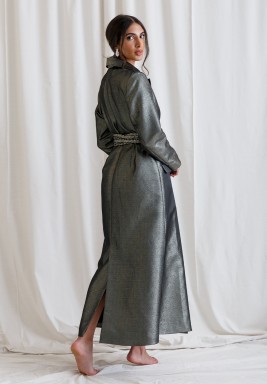 Gray Metallic Blazer Dress 